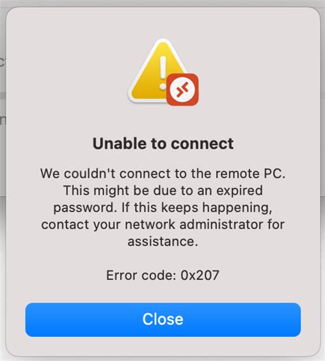 This is a problem for me as well as a Mac user. . Mac rdp error code 0x7